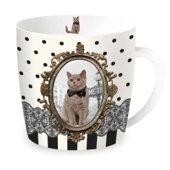Easy Life Tasse en porcelaine dans une boîte en fer-blanc BAROCCO CATS VersB> Petit Dejeuner