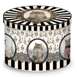 Easy Life Tasse en porcelaine dans une boîte en fer-blanc BAROCCO CATS VersB> Petit Dejeuner