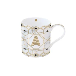 Easy Life Tasse en porcelaine de 350 ml MONOGRAM A> Tasse En Cadeau|Petit Dejeuner