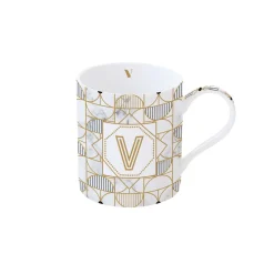 Easy Life Tasse en porcelaine de 350 ml MONOGRAM V> Tasse En Cadeau|Petit Dejeuner