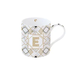 Easy Life Tasse en porcelaine de 350 ml MONOGRAM E> Tasse En Cadeau|Petit Dejeuner