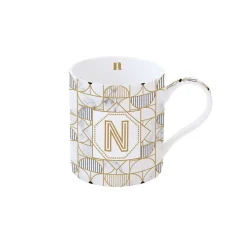Easy Life Tasse en porcelaine de 350 ml MONOGRAM N> Tasse En Cadeau|Petit Dejeuner