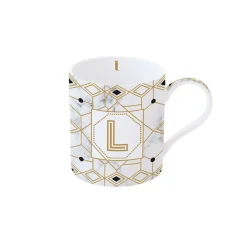 Easy Life Tasse en porcelaine de 350 ml MONOGRAM L> Tasse En Cadeau|Petit Dejeuner