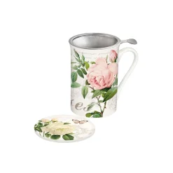 Easy Life Tasse et soucoupe en porcelaine avec infuseur JARDIN BOTANIQUE> Romantique|Petit Dejeuner