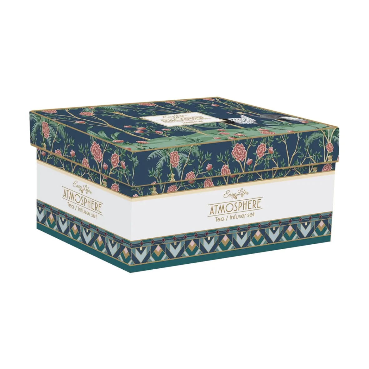 Easy Life Théière de 600 ml avec 2 tasses en porcelaine, dans une boîte cadeau MANDALAY> Coffret Cadeau|Petit Dejeuner