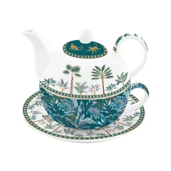 Easy Life Théière «tea for One» 350 ml en porcelaine Atmosphere JUNGLE> Coffret Cadeau|Petit Dejeuner